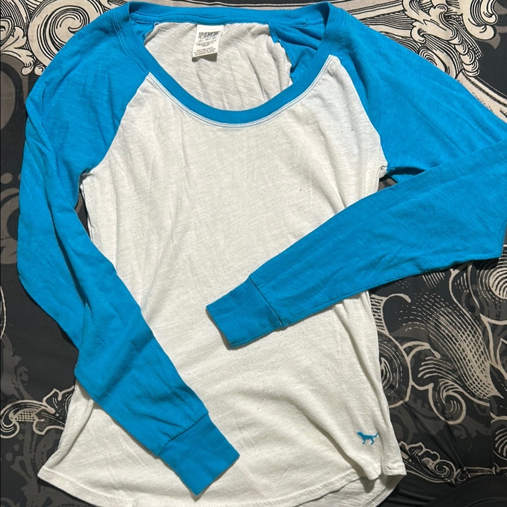 Victoria's Secret Pink Blue and White Tee